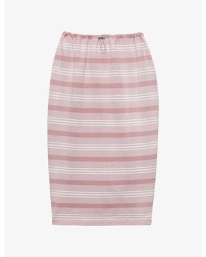 Prada Striped Piqué Cotton Skirt - Pink