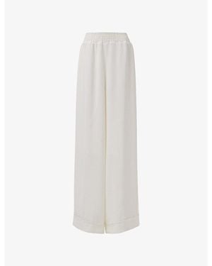 eem Shirred-Waist Wide-Leg Woven Trousers - White