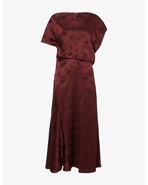 Erdem Floral Jacquard Satin Midi Dress - Red