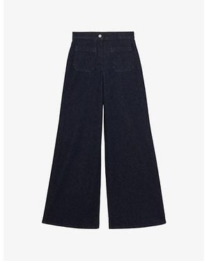 Reiss Bella Wide-Leg Stretch-Denim Jeans - Blue