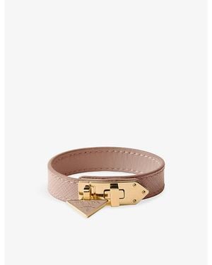 Prada Logo-Charm Leather Bracelet - Brown
