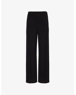 Vince Elasticated-Waistband Straight-Leg High-Rise Crepe Trousers - Black