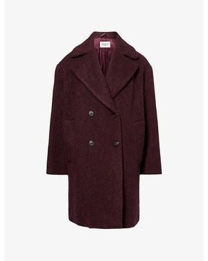 Weekend by Maxmara Double-Breasted Notch-Lapel Wool-Blend Coat - Red