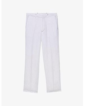 Prada Triangle-Logo Straight-Leg Linen Trousers - White