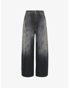 Acne Studios 2023 Brand-Patch Wide-Leg High-Rise Denim Jeans - Grey