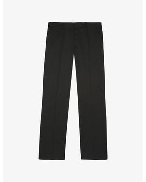 The Kooples Tapered-Leg Mid-Rise Stretch-Cotton Trousers - Black