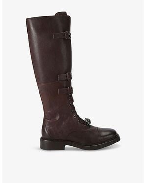 Kurt Geiger Leather Monument Strap Knee-High Boots - Brown