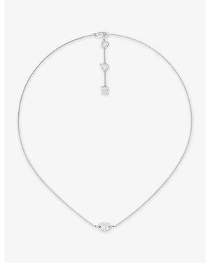 Apm Monaco Marine Oval Rhodium Plated Alloy And Cubic Zirconia Necklace - White