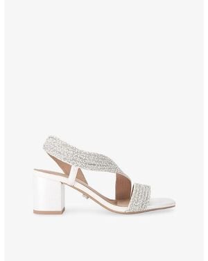 Carvela Kurt Geiger Gala Wide-Fit Heeled Woven Sandals - White