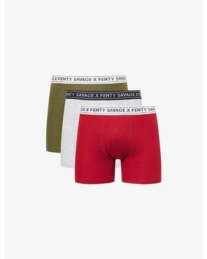 Savage x Fenty Classics Pack Of Three Stretch-Cotton Boxer Briefs - Red