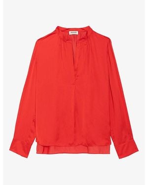 Zadig & Voltaire Tink V-Neck Satin Shirt - Red