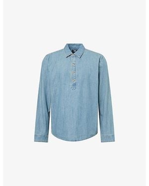 PAIGE Travers Classic-Collar Denim Shirt - Blue