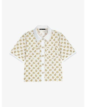 Maje Floral-Print Short-Sleeved Lyocell-Blend Shirt - Natural