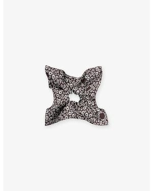 Sandro Floral-Print Woven Scrunchie - Brown