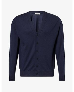 John Smedley Long-Sleeve Merino-Wool Cardigan - Blue