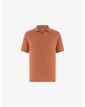 BOGGI Open-Collar Regular-Fit Stretch-Linen Polo Shirt - Brown
