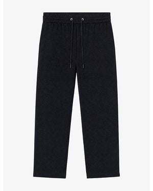The Kooples Drawstring Straight-Leg Stretch Wool-Blend Trousers - Blue