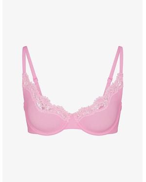 Skims Fits Everybody Lace Unlined Demi Bra - Pink