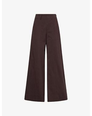 ME+EM High-Waist Wide-Leg Cotton-Blend Pants - Brown