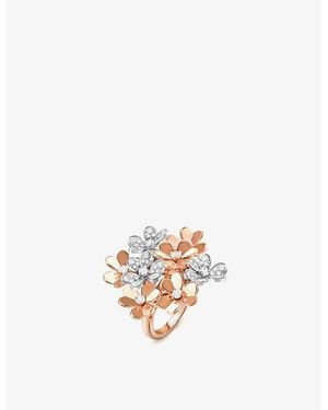 Van Cleef & Arpels Frivole 8 Flowers 18Ct Rose- Rhodium-Plated 18Ct- And 0.93Ct Round-Cut Diamond Ring - White