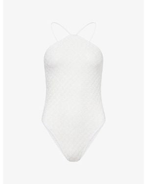 Missoni Halter-Neck Lamé Swimsuit - White