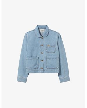 Claudie Pierlot Logo-Embroidered Patch-Pocket Denim Jacket - Blue