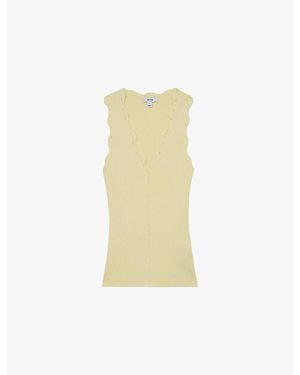 Reiss Freya Scalloped-Trim Stretch-Knit Vest - White