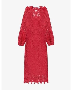 Ro&zo Kendall Open-Back Lace Maxi Dress - Red