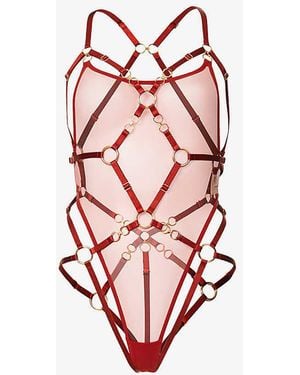Bordelle Kleio Semi-sheer Stretch-woven Harness Body - White