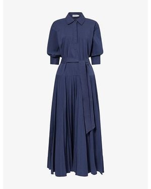 Jonathan Simkhai Arlo Belted Cotton-Blend Maxi Dress - Blue