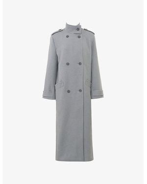 House Of Cb Sander Funnel-Neck Double-Breasted Woven Coat - Gray