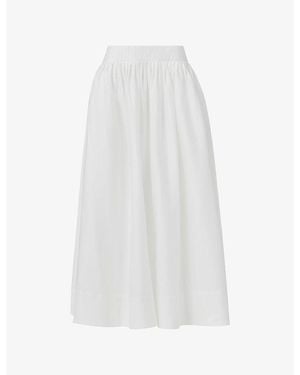 eem Pleated Circular Cotton-Blend Maxi Skirt - White
