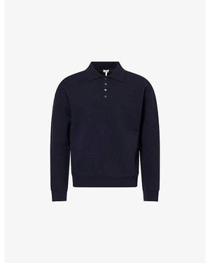 Loewe Intarsia-Logo Polo-Collar Wool Sweaters - Blue