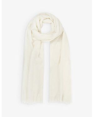 Reiss Heidi Fringe-Trimmed Cashmere Scarf - White