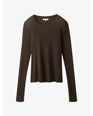 The White Company Ribbed Long-Sleeve Jersey Top - Brown