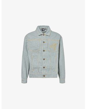 KTZ Boxy-Fit Striped Denim Jacket - Blue