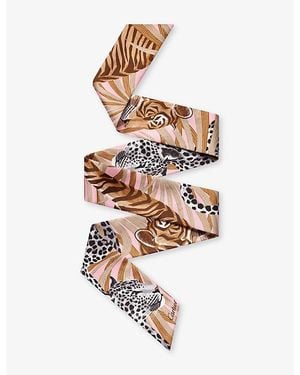 Cartier Panthère And Tiger Silk Bandeau Scarf - White