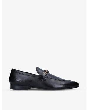 Kurt Geiger Ali Eagle Head Embellished Leather Loafers - Black