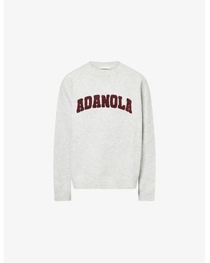 ADANOLA Varsity Boucle-Logo Cotton And Wool-Blend Oversized Jumper - White