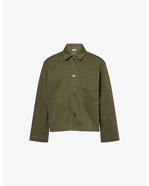 JW Anderson Embroidered-Logo Patch-Pocket Cotton Jacket - Green