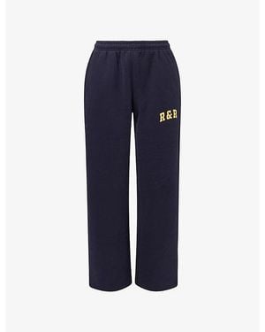 Ru & Rocka Varsity Logo-Print Jersey Jogging Bottoms - Blue