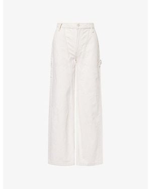 Mother The Chisel Sneak Wide-Leg Denim Jeans - White