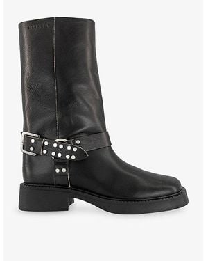 Miista Maitea Leather Flat Ankle Boots - Black