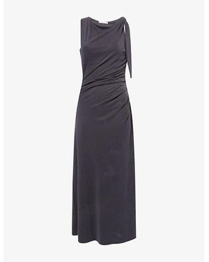 Samsøe & Samsøe Sasus Asymmetric-Neck Stretch-Jersey Maxi Dress - Blue