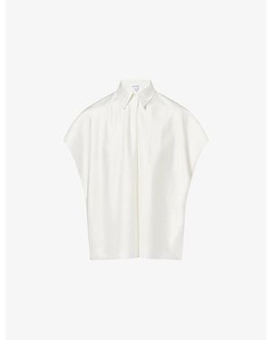 Bottega Veneta Collared Cap-Sleeve Silk Top - White