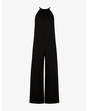 Ro&zo Halterneck Wide-Leg Stretch-Jersey Jumpsuit - Black