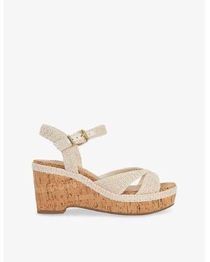 Dune Kelulu Cork Wedge Heel Sandals - Natural