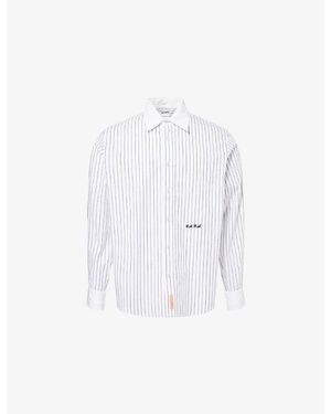 Bode Steamboat Striped Cotton-Poplin Shirt - White