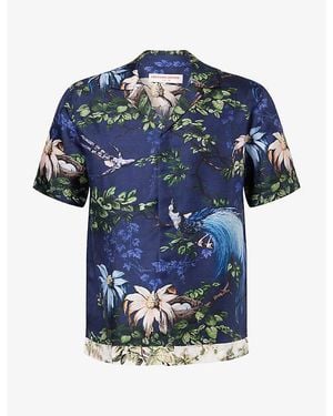 Orlebar Brown Maitan Printed Short-Sleeve Silk Shirt - Blue