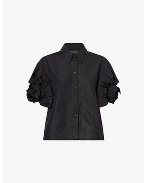 Simone Rocha Rose Puff-Sleeve Cotton Shirt - Black